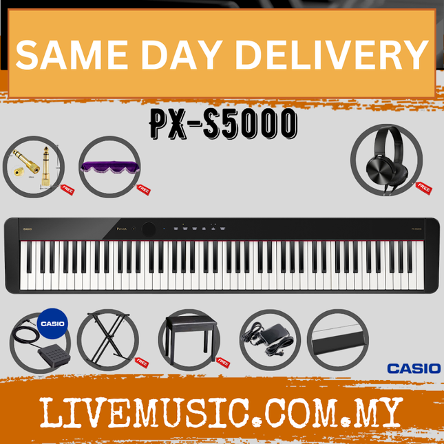 Casio Privia PX-S5000 Digital Piano w/Piano Bench, Keyboard Stand and Headphone - Black ( PXS5000 / PX S5000 )