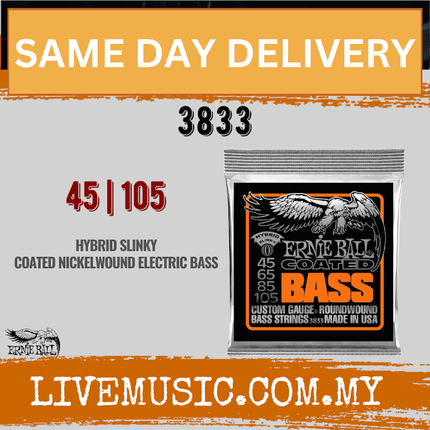 Ernie Ball 3833 Bass Guitar Strings Coated Hybrid Slinky (45-105/EB3833)