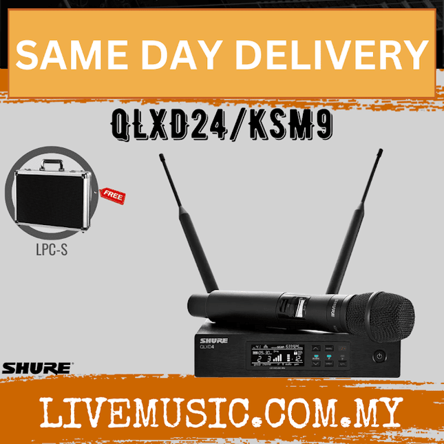 Shure QLXD24/KSM9 Handheld Wireless Microphone System, QLXD4 Receiver & QLXD2 Handheld Transmitter with KSM9 Microphone Head ( QLXD24-KSM9 / QLXD24KSM9 )