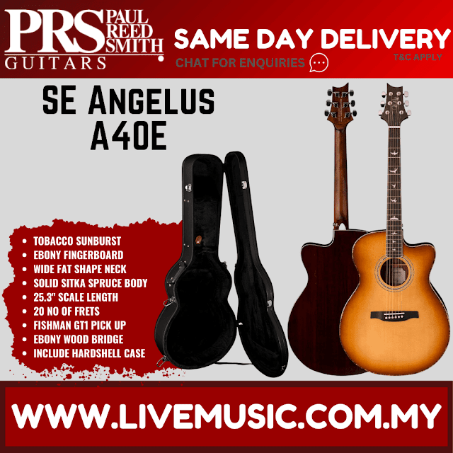 PRS SE Angelus A40E Acoustic Guitar with Case - Tobacco Sunburst