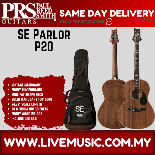 PRS SE Parlor P20 Acoustic Guitar with Bag - Vintage Mahogany (P-20)