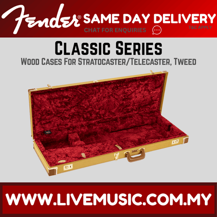 Fender Classic Series Stratocaster/Telecaster Guitar Wood Case, Tweed
