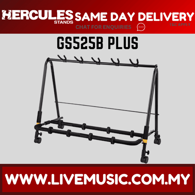 Hercules GS525B Plus 5-pc Guitar Display Rack W/ Casters ( GS525B-Plus / GS525BPlus )