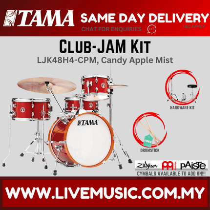 Tama LJK48H4 Club-Jam Kit 4-pieces Basic Kit Drum Set, Cymbals Not Included (ClubJamKit LJK48H4)