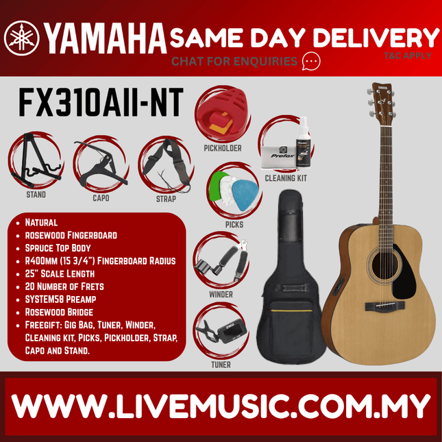 Yamaha FX310A II Acoustic-Electric Guitar with Pickup - Natural ( FX310AII / FX310A-II )