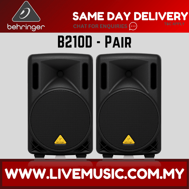 Behringer Eurolive B210D 200W 10" Powered Speaker w/Wireless Mic, Speaker Stand and Cable - Pair ( B-210D / B 210D )