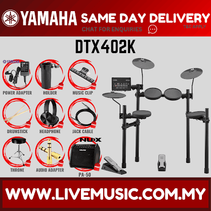 Yamaha DTX402K 5-Piece Electronic Drum Set with Amplifier Drumsticks and Throne ( DTX-402K )