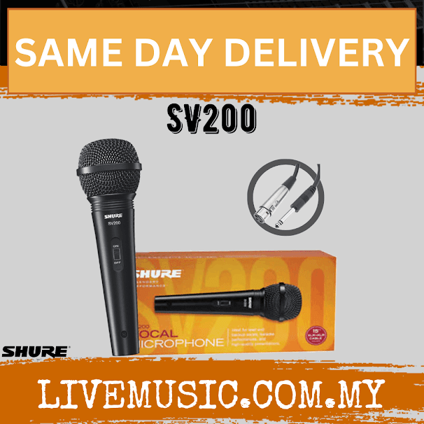 Shure SV200 Dynamic Vocal Microphone with XLR to QTR Cable, 6.3 mm ( SV-200 / SV 200 )