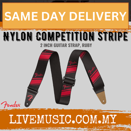 Fender Nylon Competition Stripe 2inch Guitar Strap - Ruby