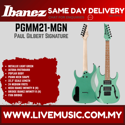 Ibanez PGMM21 Paul Gilbert Signature MiKro Electric Guitar - Metallic Light Green (PGMM21-MGN PGMM21MGN)