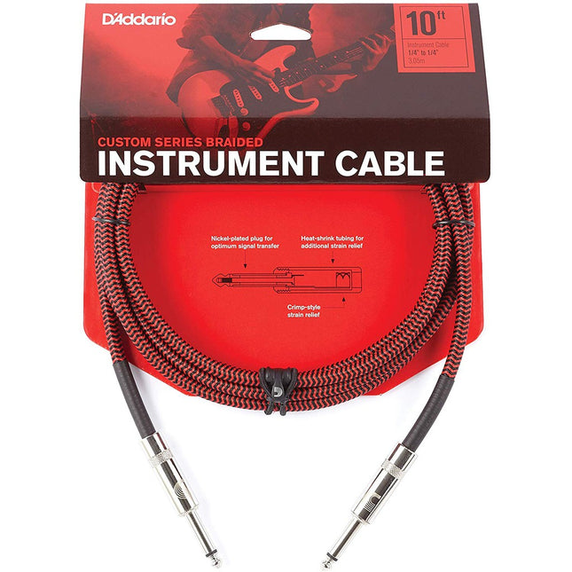 D'Addario Planet Waves PW-BG-15RD Braided Instrument Cable - 15 feet Red (PWBG15RD/DAddario)