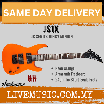 Jackson JS1X JS Series Dinky Minion Electric Guitar, Amaranth Fretboard - Neon Orange
