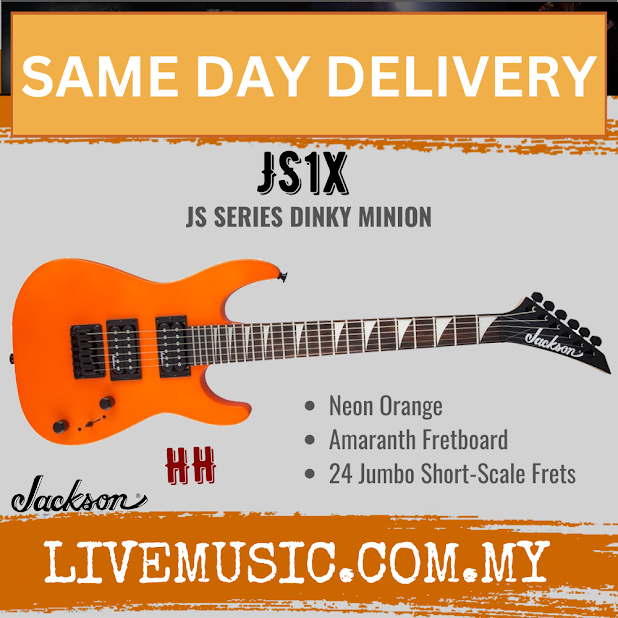 Jackson JS1X JS Series Dinky Minion Electric Guitar, Amaranth Fretboard - Neon Orange