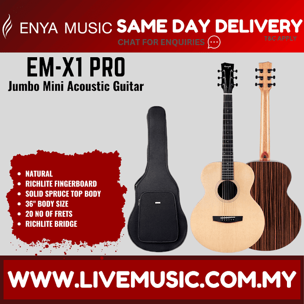 Enya EM-X1 Pro 36 Inch Solid Spruce Top Acoustic Electric Guitar with Bag (EM X1 EMX1)