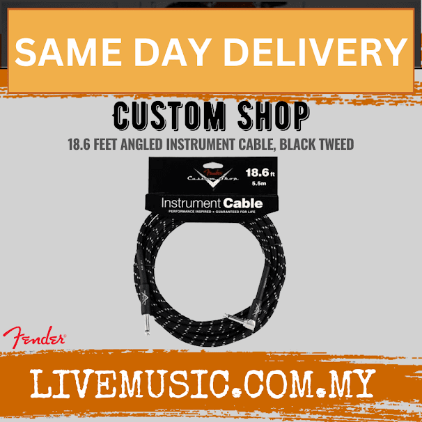 Fender Custom Shop Performance Series 18.6ft Angled Instrument Cable - Black Tweed