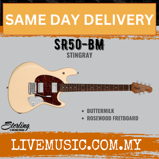 Sterling SR50-BM Stingray Series Rosewood Electric Guitar, Buttermilk ( SR50 BM / SR50BM )