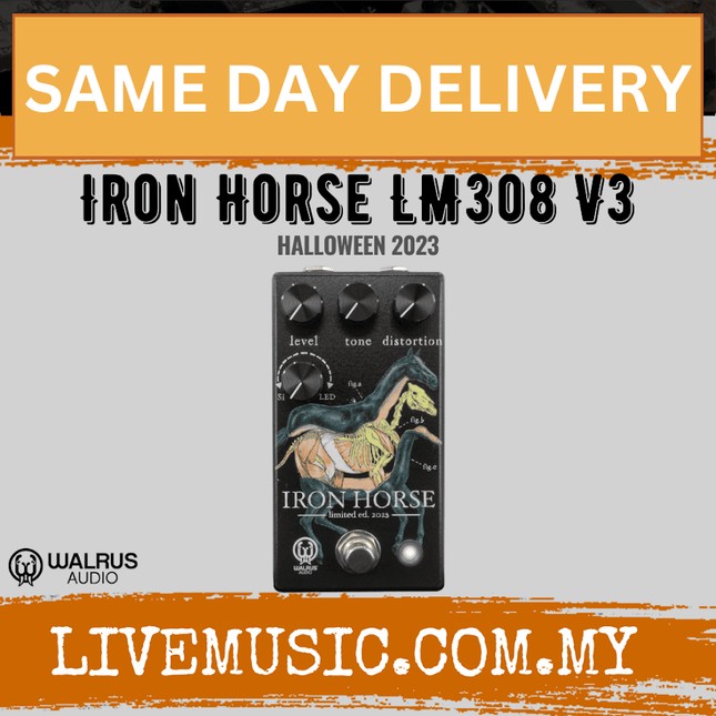 Walrus Audio Iron Horse LM308 Distortion V2 Guitar Effects Pedal, Halloween 2023
