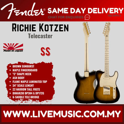 Fender Artist Richie Kotzen Telecaster Guitar, Maple Neck, Brown Sunburst