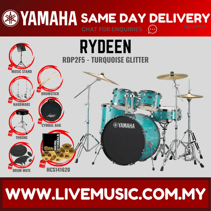 Yamaha Rydeen 5-piece RDP2F5 Acoustic Drum Set with Meinl HCS141620 Cymbal Set/Drum Mute/Drumsticks/Drum Stool ( RDP2F5 )