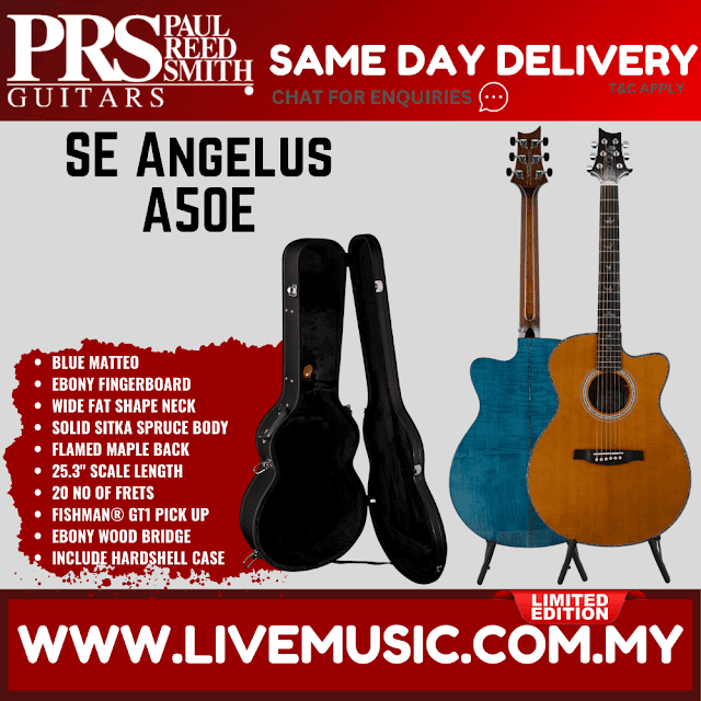 PRS Limited Edition SE A50E Angelus Acoustic Guitar, Blue Matteo