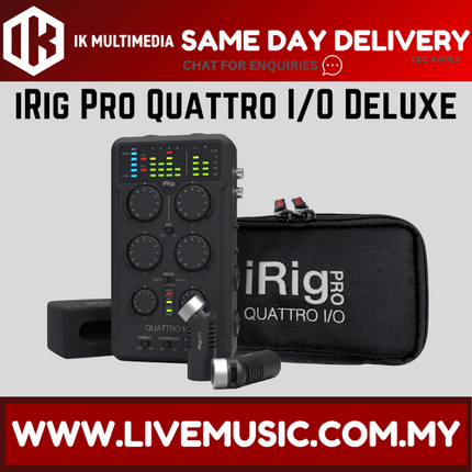 IK Multimedia iRig Pro Quattro I/O Deluxe Bundle Portable 4x2 Audio and MIDI Interface/Mixer