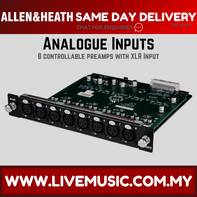 Allen & Heath M-DL-AIN-AX dLive DX32 AES3 8-Channel Mic Input Module ( M DL AIN AX / MDLAINAX )