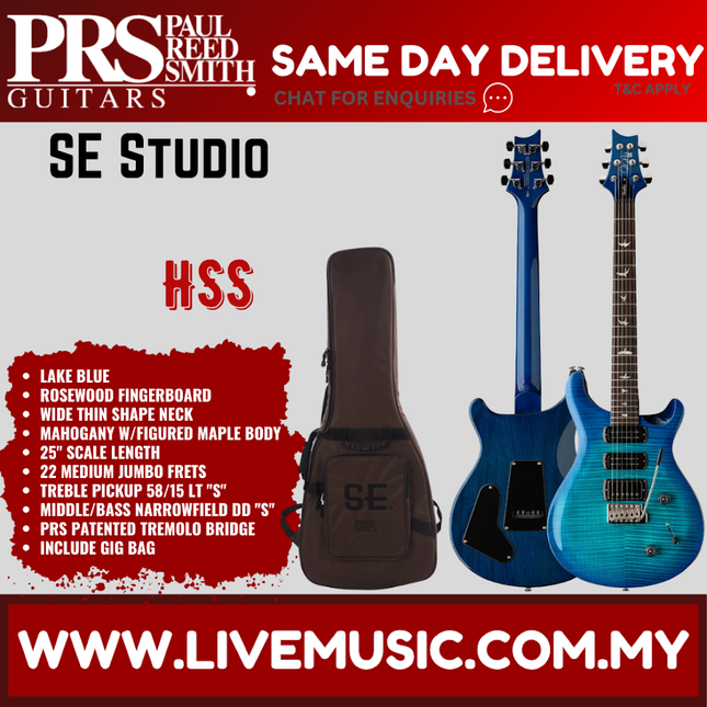 PRS SE Studio Electric Guitar, Lake Blue