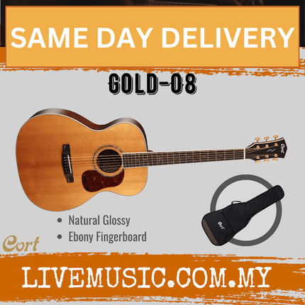 Cort Gold-O8 - Acoustic Guitar with Gig Bag - Natural Glossy (Gold O8/GoldO8)