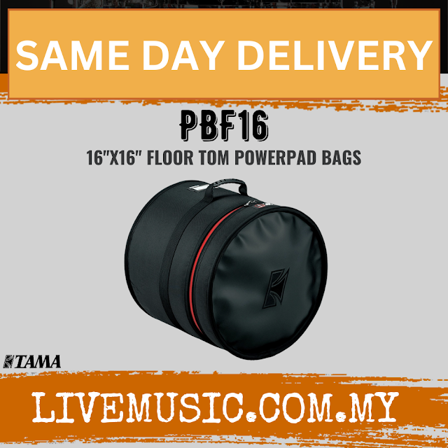 Dark gray floor tom drum bag with handle and red trim, Tama PBF16 16x16