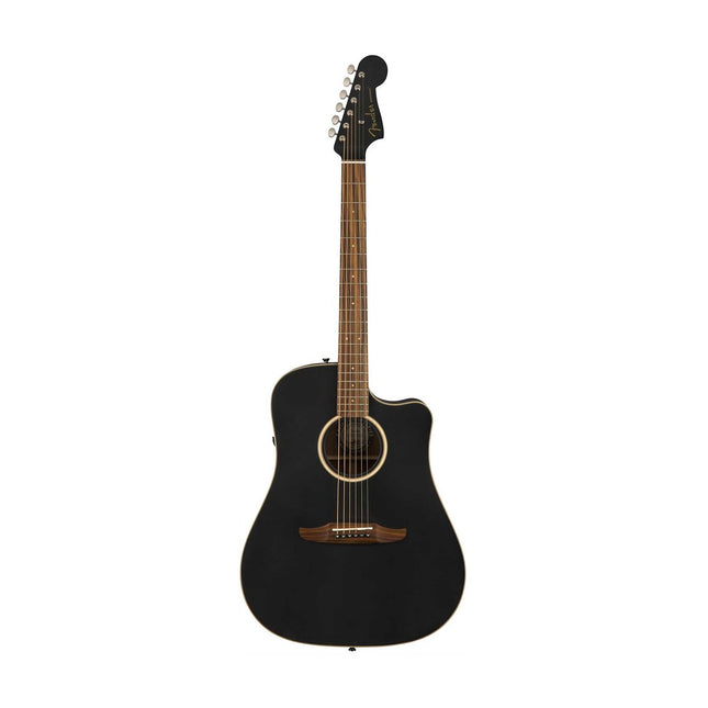 Matte black acoustic guitar with round sound hole and light wood fretboard