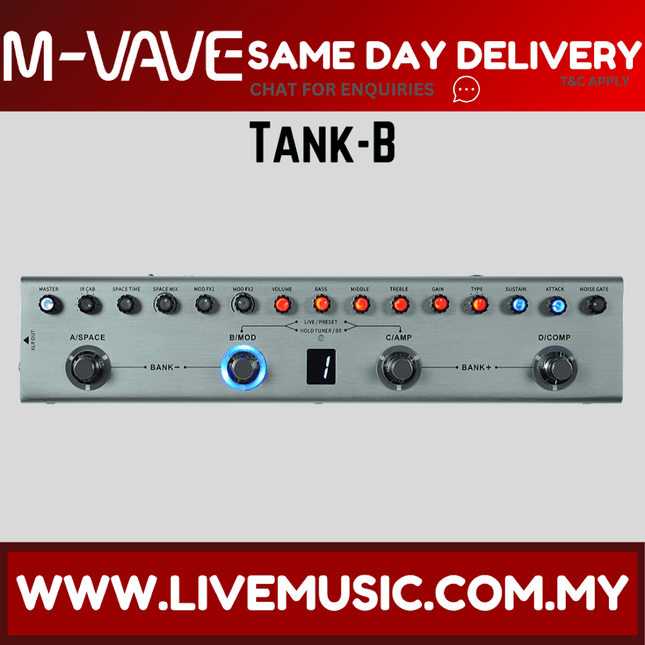 M-vave Tank-B Rechargeable Bass Multi Effects Pedal ( TankB/Tank B)