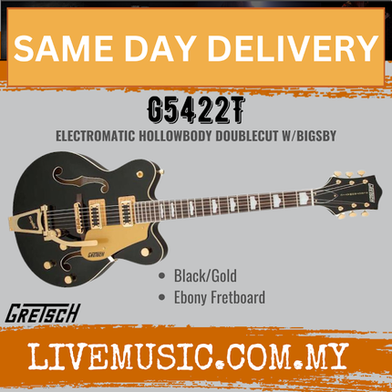 Gretsch FSR G5422T Electromatic Hollowbody Doublecut Electric Guitar w/Bigsby, Black/Gold