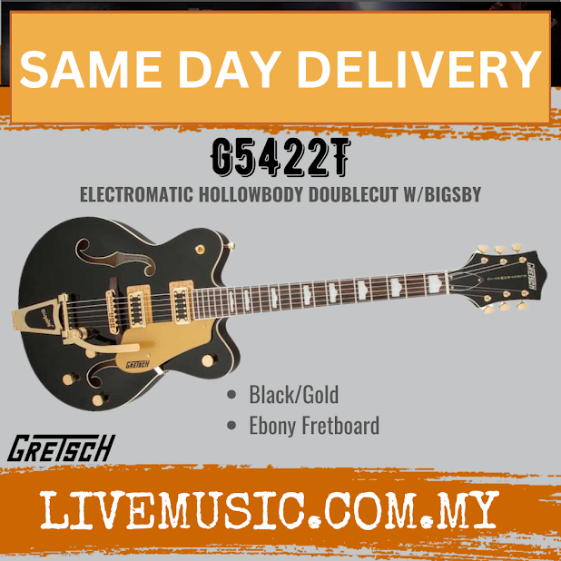 Gretsch FSR G5422T Electromatic Hollowbody Doublecut Electric Guitar w/Bigsby, Black/Gold