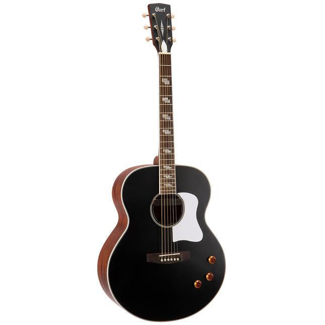 Cort CJ Retro - Jumbo sized Acoustic-Electric Guitar with Gig Bag - Vintage Black Matte (CJRetro/CJ-Retro)