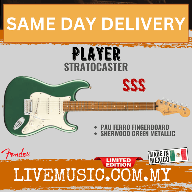 Fender Limited Edition Player Stratocaster Electric Guitar, Pau Ferro FB, Sherwood Green Metallic