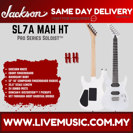 Jackson Pro Soloist SL7A MAH HT Electric Guitar, Ebony FB, Unicorn White