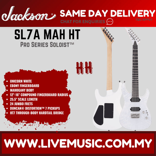 Jackson Pro Soloist SL7A MAH HT Electric Guitar, Ebony FB, Unicorn White