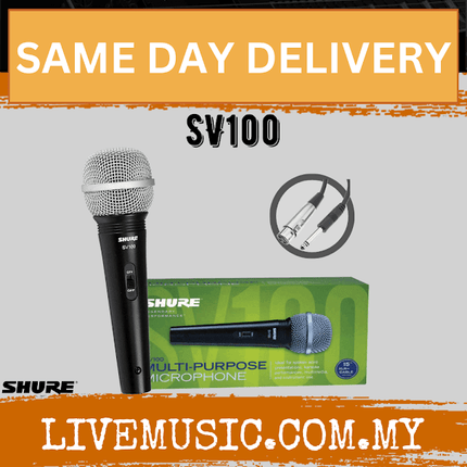 Shure SV100 Vocal Microphone with XLR to 1/4 inch Cable (SV-100 / SV 100)