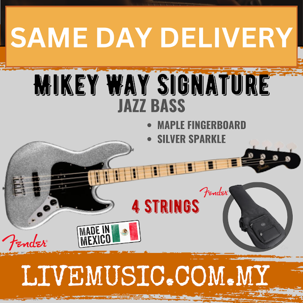 Fender Limited Edition Mikey Way Signature Jazz Bass Guitar, Silver Sparkle