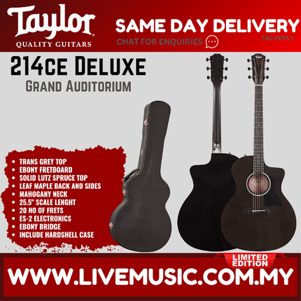 Taylor 214ce Deluxe Grand Auditorium Acoustic Guitar, Trans Grey Top ( 214-ce / 214 ce )