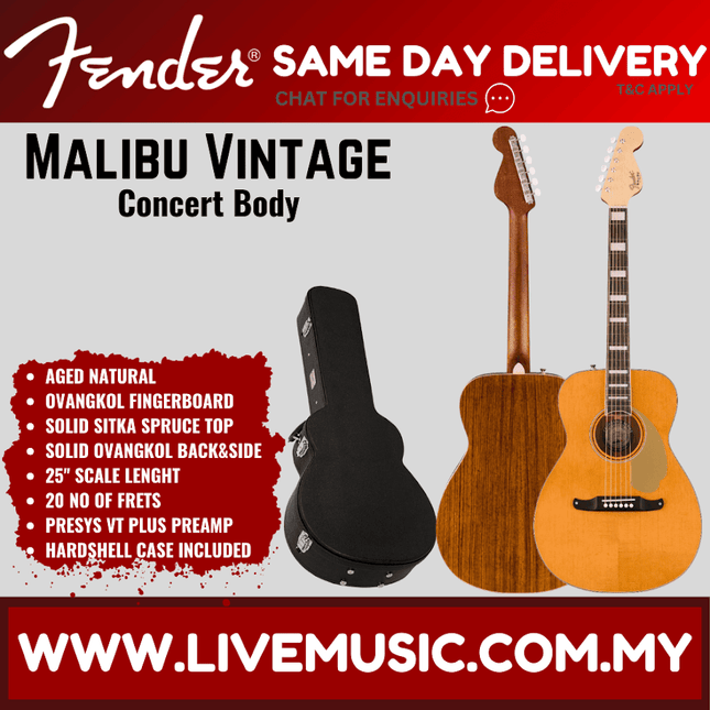 Aged natural acoustic guitar with black gig bag, vintage concert body