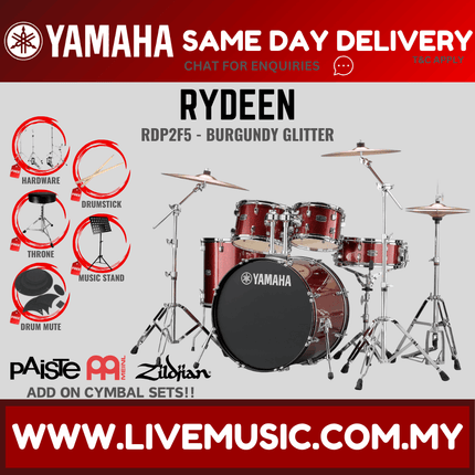 Yamaha Rydeen 5-piece RDP2F5 Acoustic Drum Set with Drum Mute, Drumsticks and Drum Stool ( NO CYMBAL ) ( RDP2F5 )