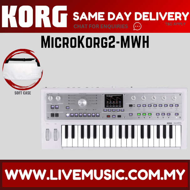 Korg MicroKORG 2 Keyboard Synthesizer/Vocoder Limited Editon - Metallic Black/White (MK2 MK2)