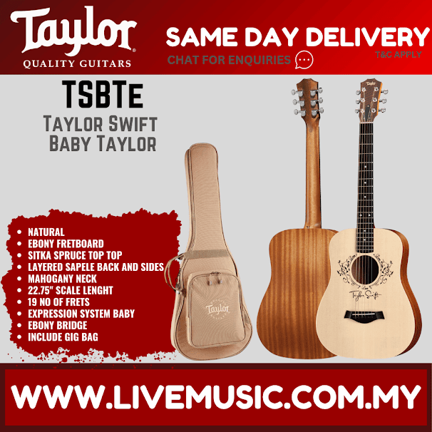 Taylor Baby Taylor-e Acoustic Guitar w/Bag, Taylor Swift Signature (TSBTe)