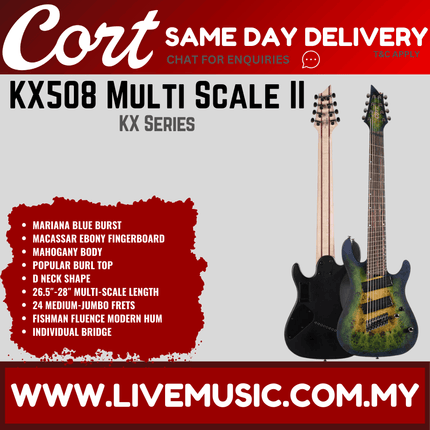 Cort KX508MS-MBB Double Cutaway Bolt-On 8 String Electric Guitar With Bag -( KX508MSMBB / KX508MS MBB )