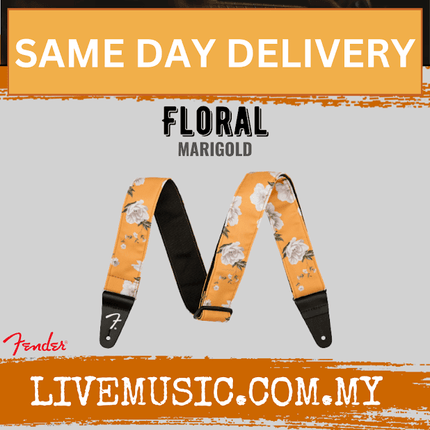 Fender Floral Guitar Strap, Marigold