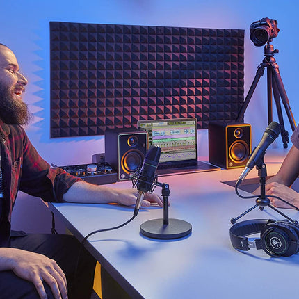 Mackie Studio Bundle, Big Knob Studio Audio Interface, CR3-X Monitors, And EM-91C Microphone And Mic Stand (CR3X/EM91C)
