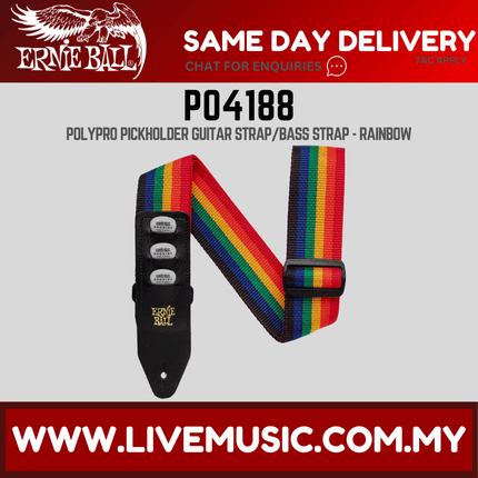 Ernie Ball 4188 Pickholder Polypro Guitar Strap, Rainbow