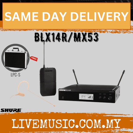 Shure BLX14R/MX53 Wireless System, BLX4R Wireless Receiver, MLX1 Bodypack Transmitter & MX153 Omnidirectional Earset Mic ( BLX14R-MX53 / BLX14RMX53 )