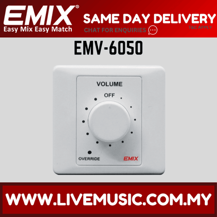 Emix EMV-6050 50W Volume Control c/w 24V Overriding Relay ( EMV 6050 / EMV6050 )